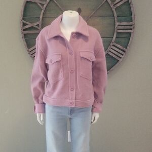 Wilfred Free Ganna Cropped Merino Wool  Shirt Jacket In Soft Orchid